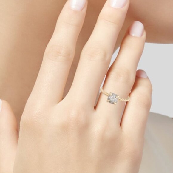 DAVID YURMAN 18K 750 YELLOW GOLD DIAMOND PETITE CHATELAINE COCKTAIL RING - Picture 8 of 8